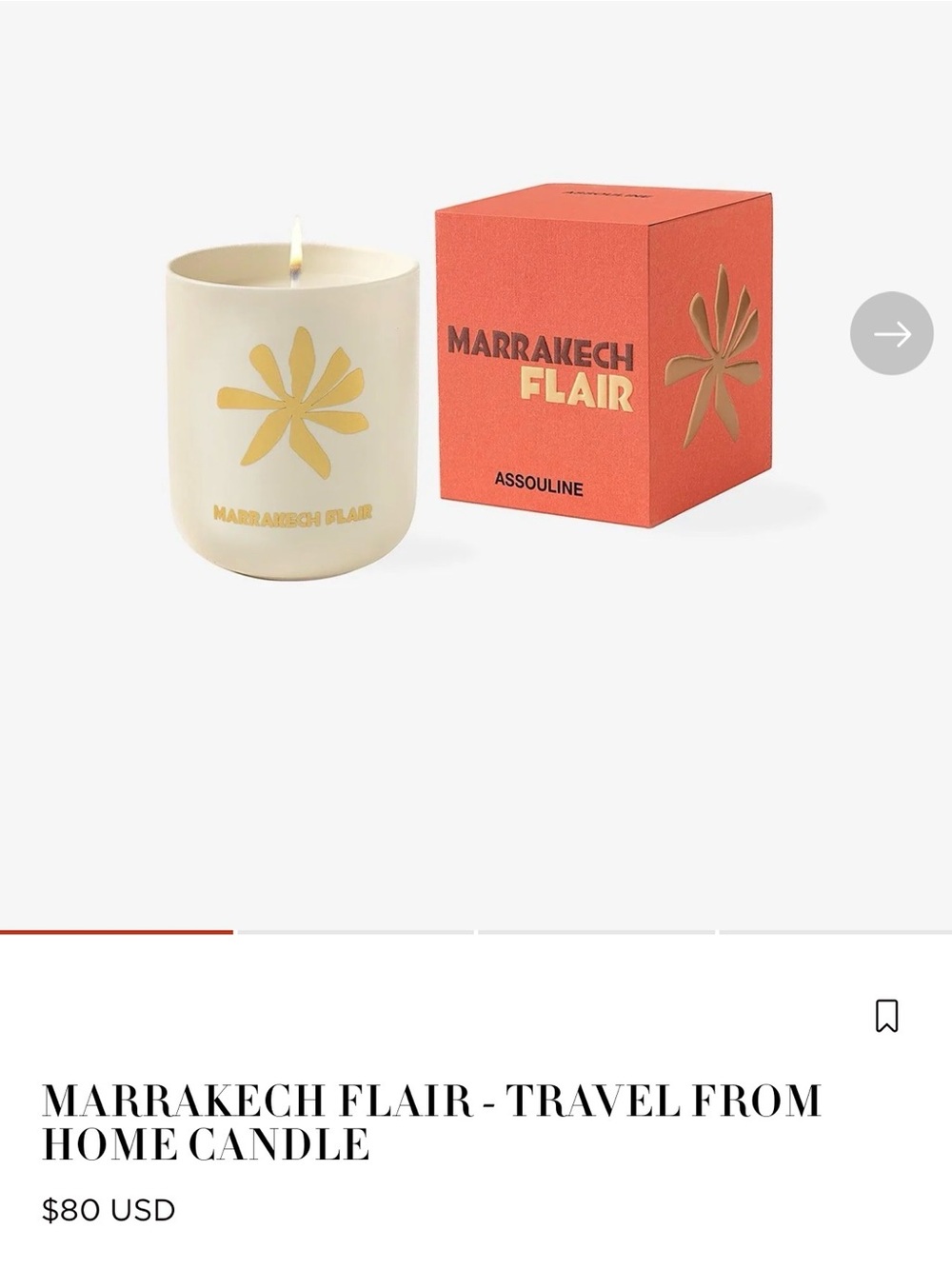Assouline Cream Candle with Gold Floral Emblem